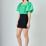 Smocked Puff Sleeve Top