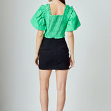 Smocked Puff Sleeve Top