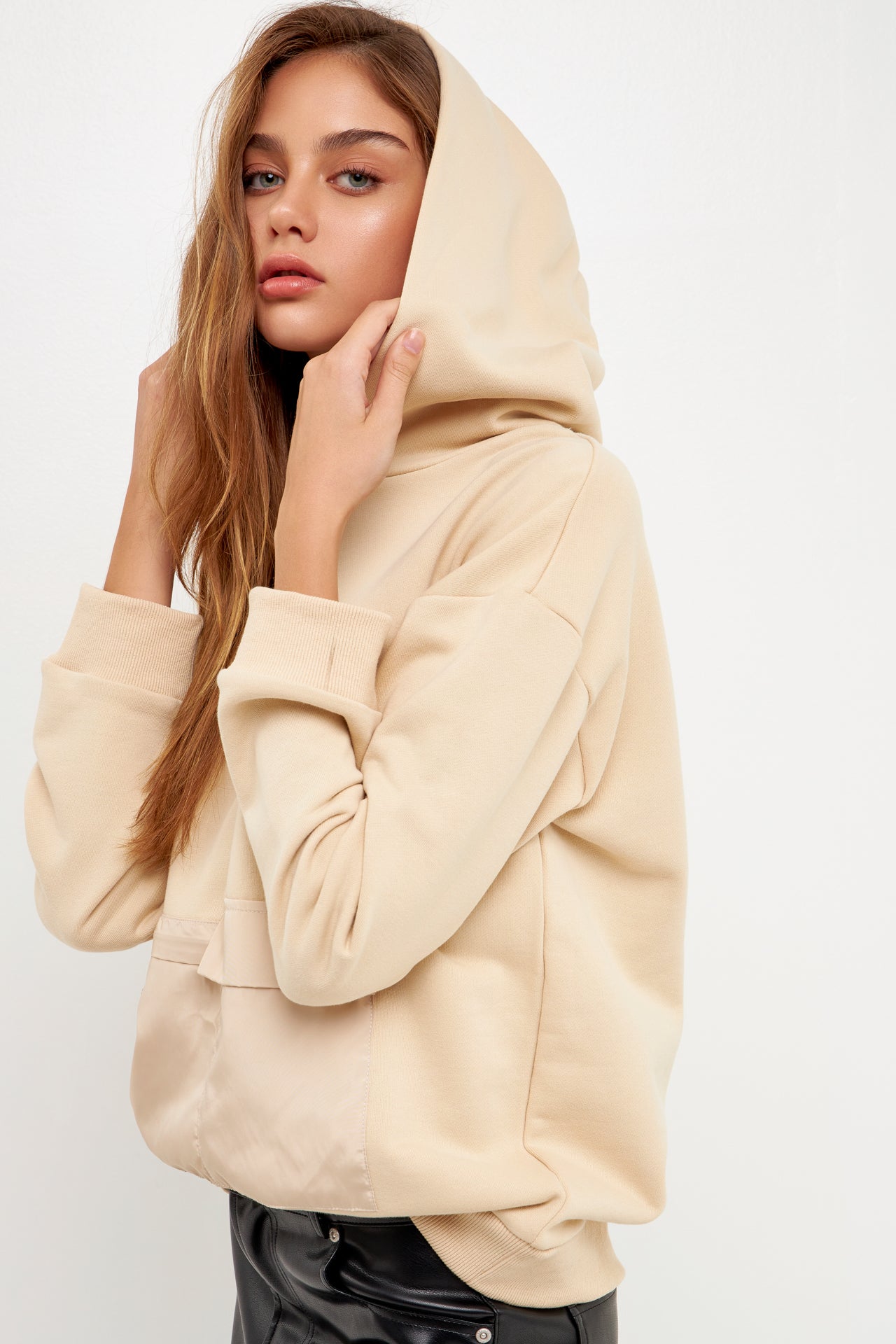GREY LAB-Contrast Pocketed Hoodie-HOODIES &SWEATSHIRTS available at Objectrare