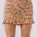 Floral Ruched Detail Mini Skirt