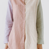 Colorblock Linen Long Shirt