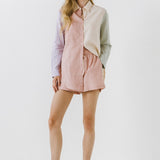 Colorblock Linen Long Shirt