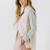 Colorblock Linen Long Shirt