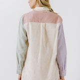 Colorblock Linen Long Shirt