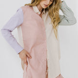 Colorblock Linen Long Shirt