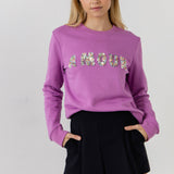 Sequins & Beads Letter Sweatshirt