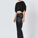 Sequins Cropped Puff Top