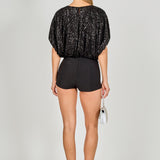 Sequins Cropped Puff Top