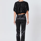 Sequins Cropped Puff Top