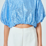 Sequins Cropped Puff Top