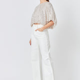 Sequins Cropped Puff Top