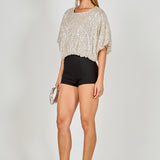 Sequins Cropped Puff Top