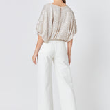 Sequins Cropped Puff Top