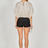 Sequins Cropped Puff Top