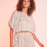 Sequins Cropped Puff Top
