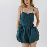 Shirred Blouson Romper