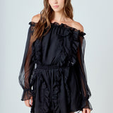 Off the Shoulder Ruffled Romper
