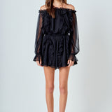 Off the Shoulder Ruffled Romper