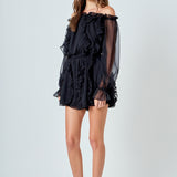 Off the Shoulder Ruffled Romper