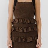 Ruffle Detail Smocked Mini Dress