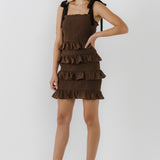 Ruffle Detail Smocked Mini Dress