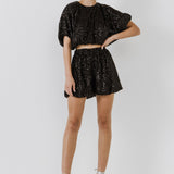 Sequins Blouson Shorts