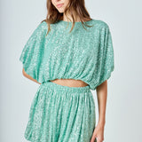 Sequins Blouson Shorts