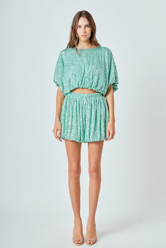 Sequins Blouson Shorts
