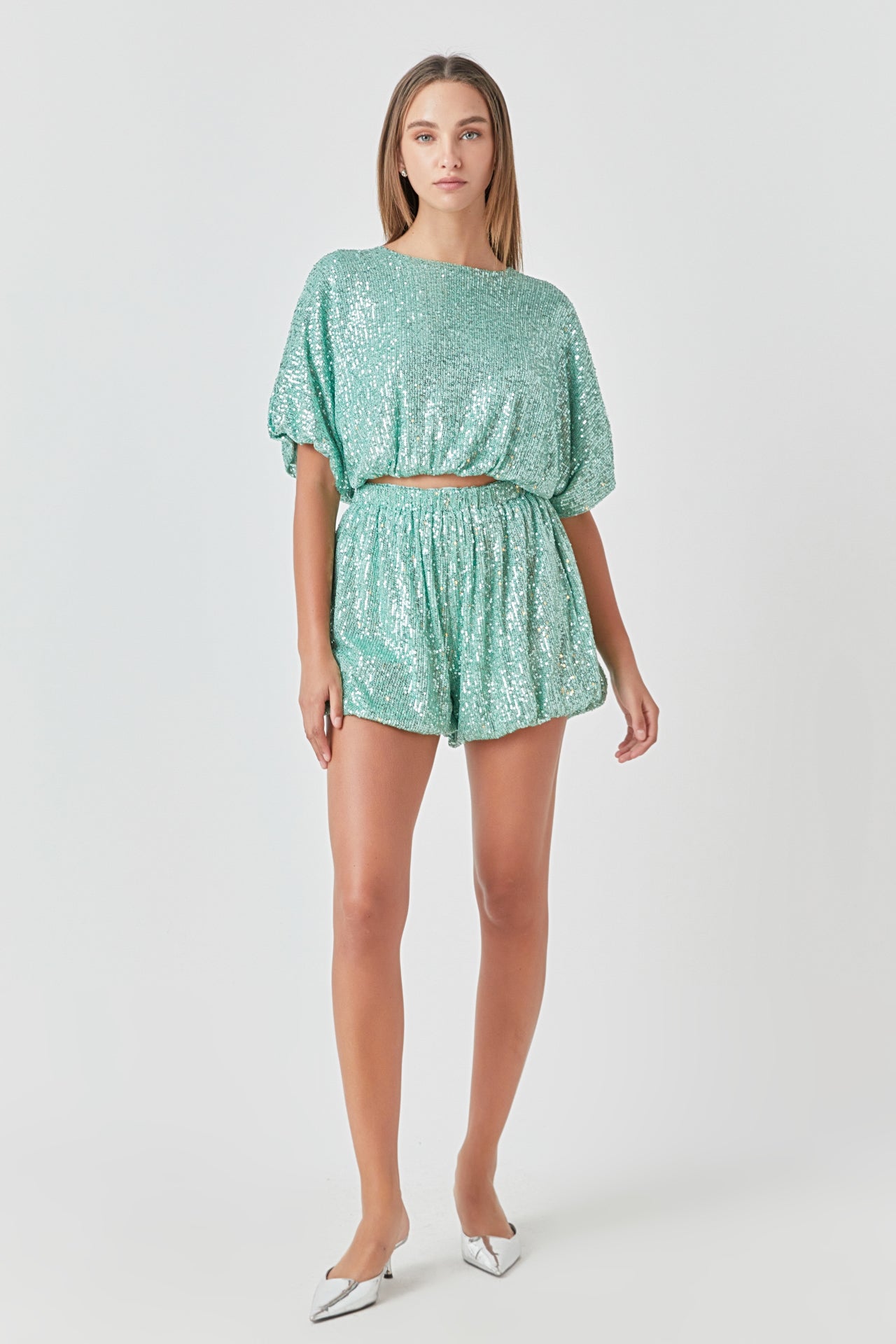 Sequins Blouson Shorts