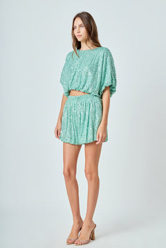 Sequins Blouson Shorts