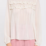 Lace Detail Pleated Blouse