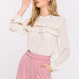 Lace Detail Pleated Blouse