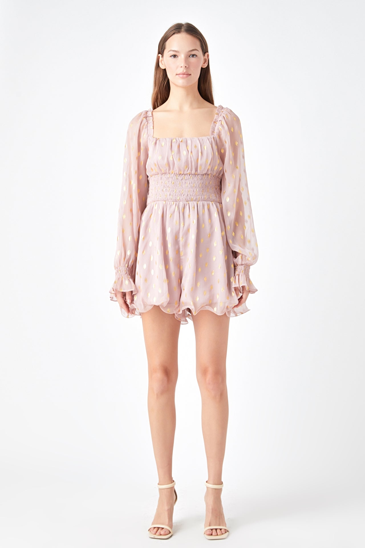Endless Rose - Foiled Dot Long Sleeves Romper - Rompers in Women's Clothing available at endlessrose.com