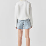 Destroyed Hem Denim Shorts