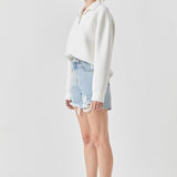 Destroyed Hem Denim Shorts