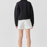 Destroyed Hem Denim Shorts