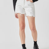 Destroyed Hem Denim Shorts