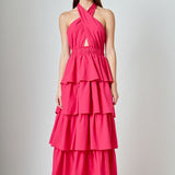 Criss Cross Halter Maxi Dress