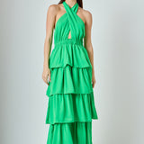Criss Cross Halter Maxi Dress