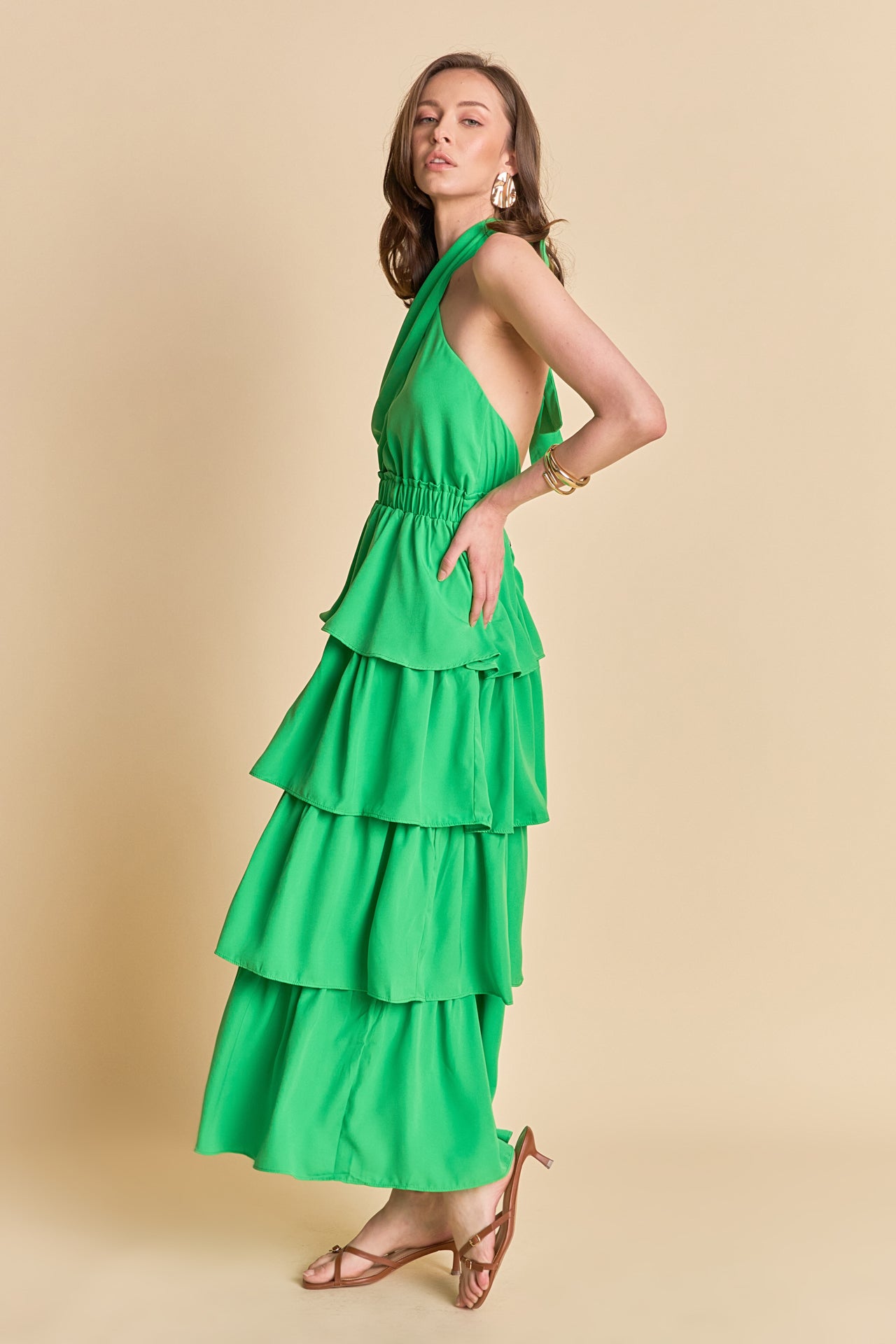 Endless Rose Halter Neck Tiered Maxi Dress - Black Endless Rose Halter Neck Tiered Maxi Dress - Black