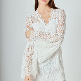Bell Sleeve V-Neck Lace Dress