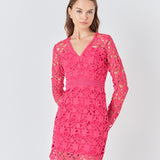 Long Sleeve Lace Mini Dress