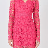 Long Sleeve Lace Mini Dress