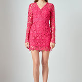 Long Sleeve Lace Mini Dress
