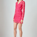 Long Sleeve Lace Mini Dress