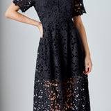 All Over Lace Short Sleeves Midi Dress