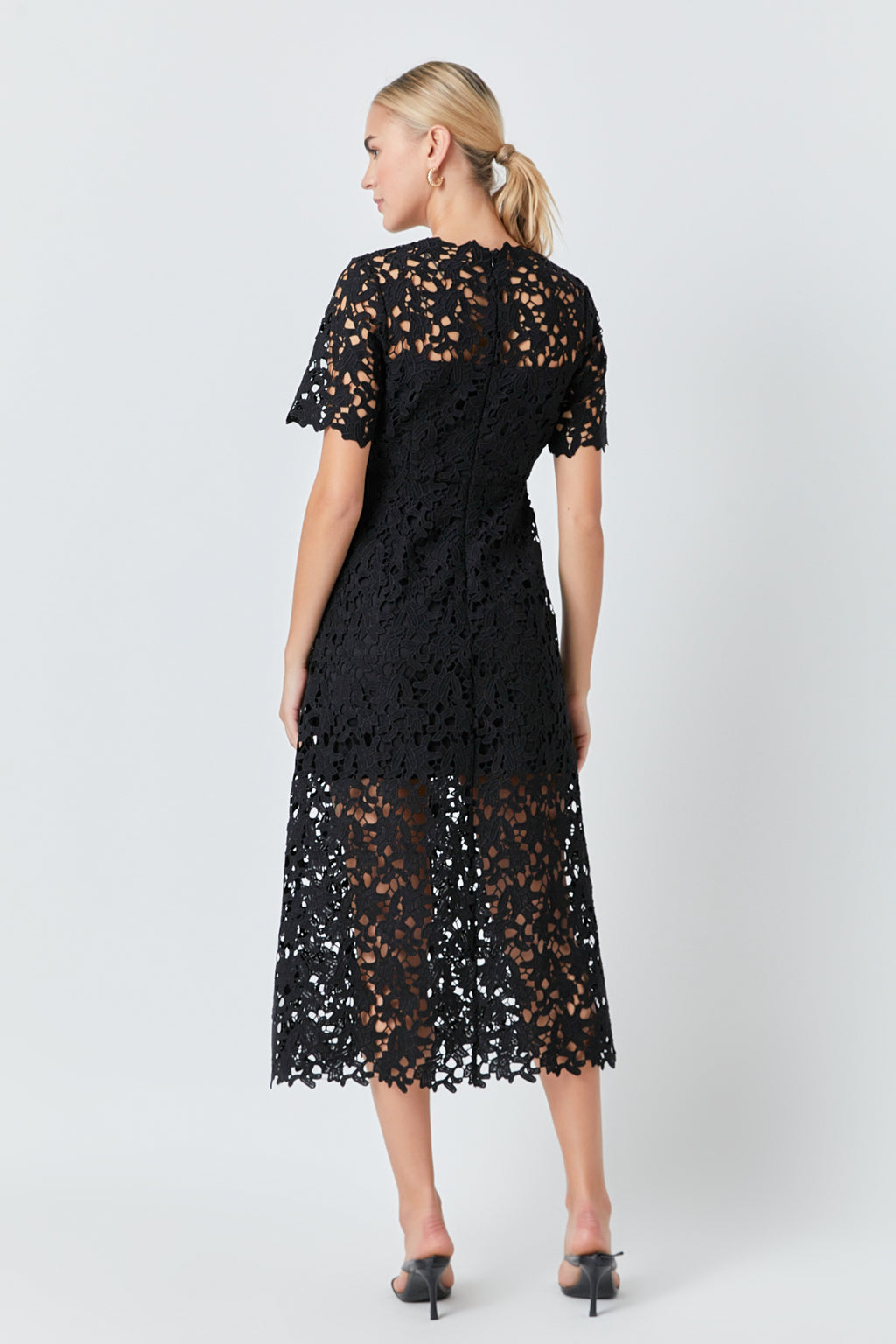 All Over Lace Short Sleeves Midi Dress – Endless Rose