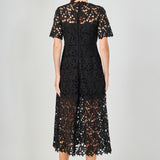 All Over Lace Short Sleeves Midi Dress