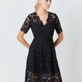 All Over Lace Short Sleeves Midi Dress