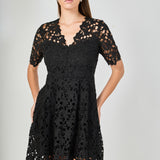 All Over Lace Short Sleeves Midi Dress